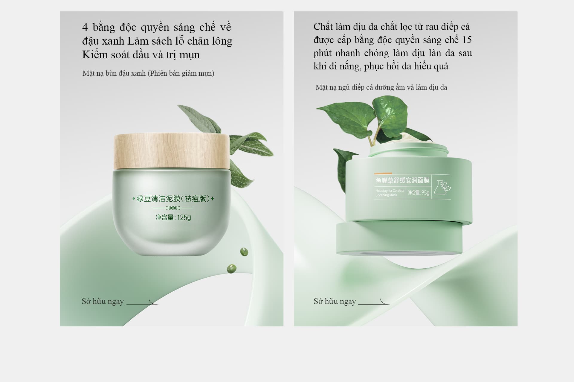 Mặt Nạ Pháp Gia(Mask Family) - Mặt nạ đất sét đậu xanh đa tác dụng & Mặt nạ dịu nhẹ dưỡng ẩm từ rau diếp cá